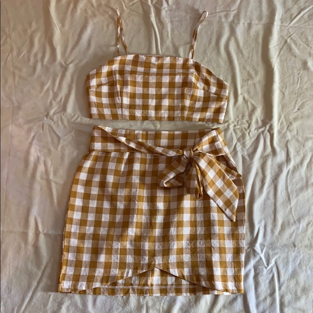 Plaid cami top and skirt set